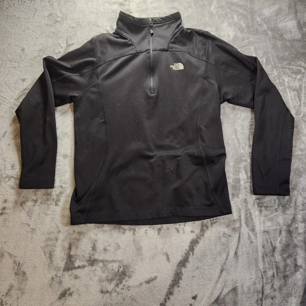 The North Face Jacket Mens Small  Black 1/4 Zip Pullover Collar Contrast